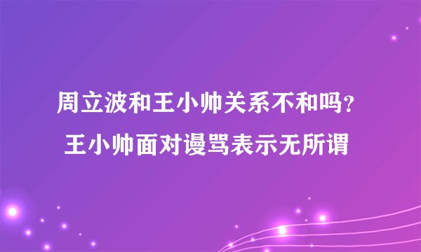 周立波和王小帅关系不和吗？ 王小帅面对谩骂表示无所谓
