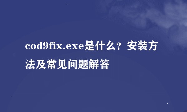 cod9fix.exe是什么？安装方法及常见问题解答