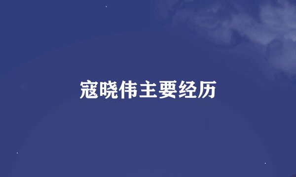 寇晓伟主要经历