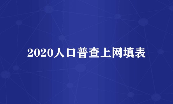 2020人口普查上网填表