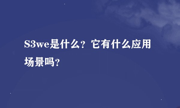 S3we是什么？它有什么应用场景吗？