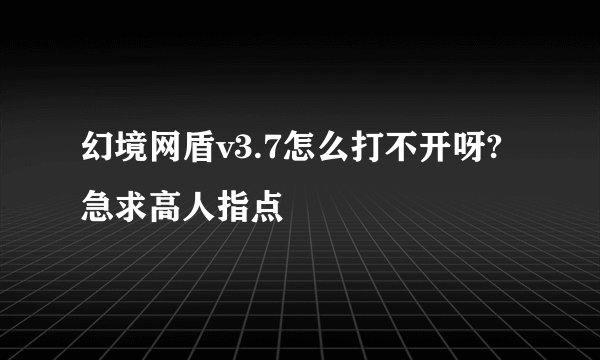 幻境网盾v3.7怎么打不开呀?急求高人指点
