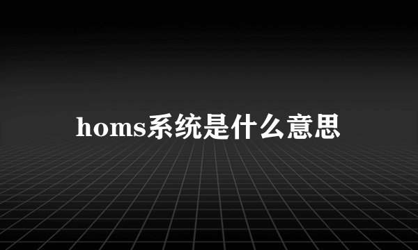 homs系统是什么意思
