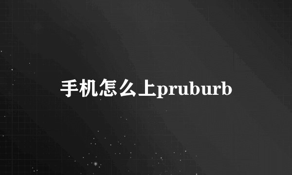 手机怎么上pruburb