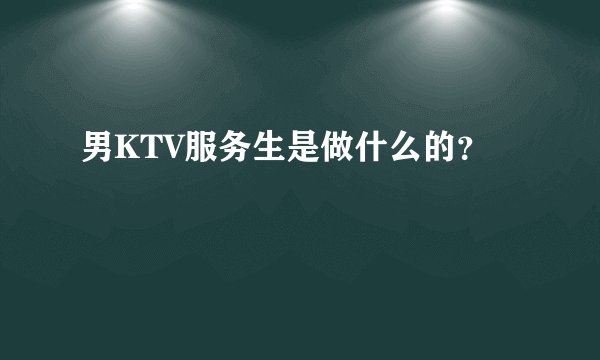 男KTV服务生是做什么的？