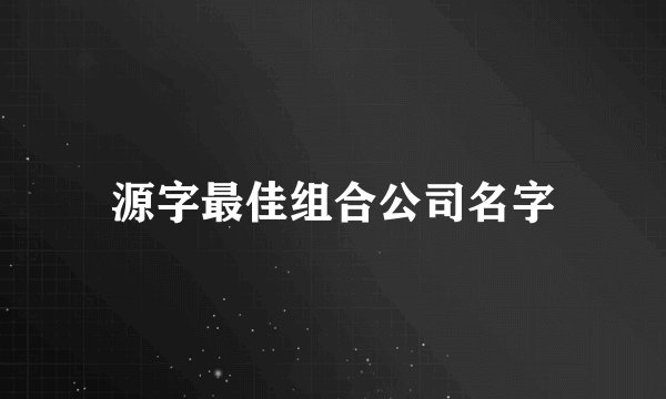 源字最佳组合公司名字