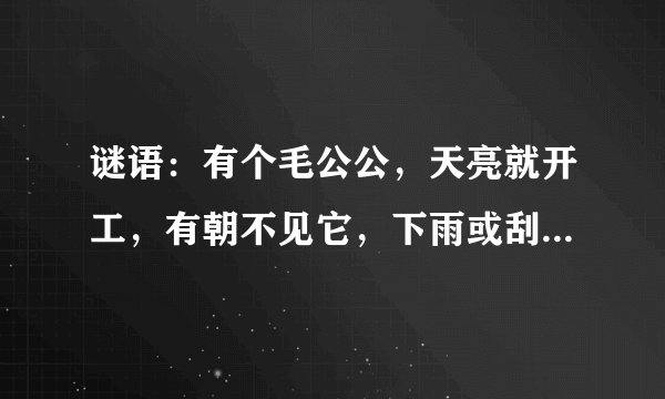 谜语：有个毛公公，天亮就开工，有朝不见它，下雨或刮风。解一生肖并说明理由，谢谢！