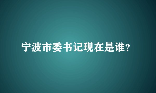宁波市委书记现在是谁？