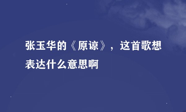 张玉华的《原谅》，这首歌想表达什么意思啊