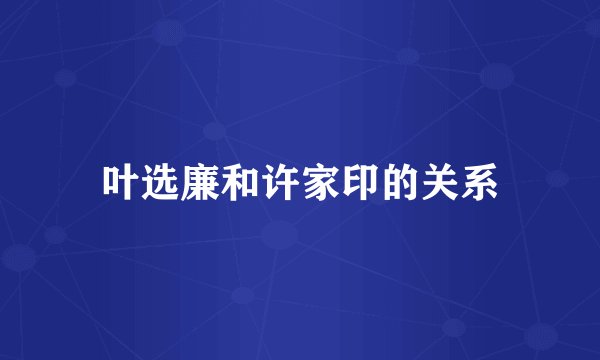叶选廉和许家印的关系
