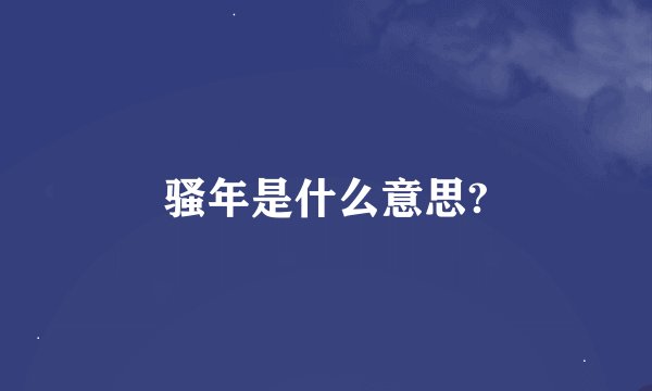 骚年是什么意思?