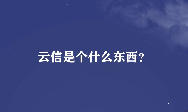 云信是个什么东西？
