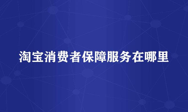 淘宝消费者保障服务在哪里