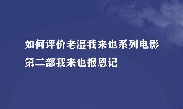 如何评价老湿我来也系列电影第二部我来也报恩记