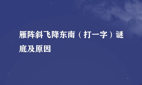 雁阵斜飞降东南（打一字）谜底及原因