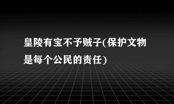 皇陵有宝不予贼子(保护文物是每个公民的责任)