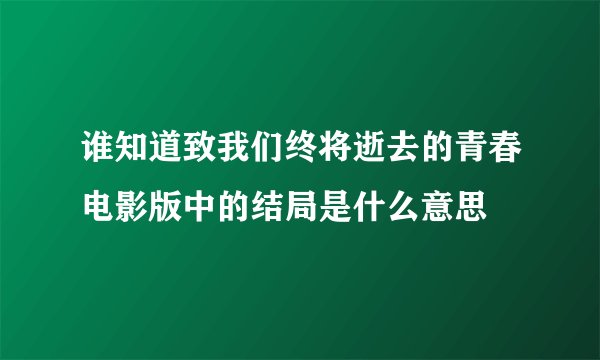谁知道致我们终将逝去的青春电影版中的结局是什么意思