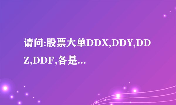 请问:股票大单DDX,DDY,DDZ,DDF,各是什么意思?相互关系如何?