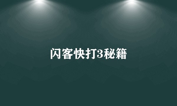 闪客快打3秘籍