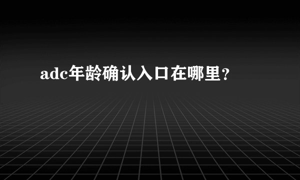 adc年龄确认入口在哪里？