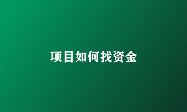 项目如何找资金