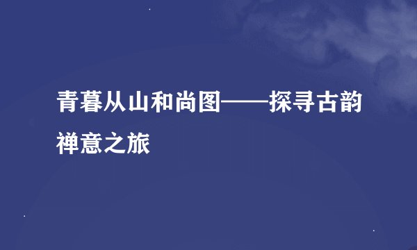 青暮从山和尚图——探寻古韵禅意之旅
