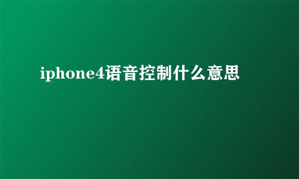 iphone4语音控制什么意思