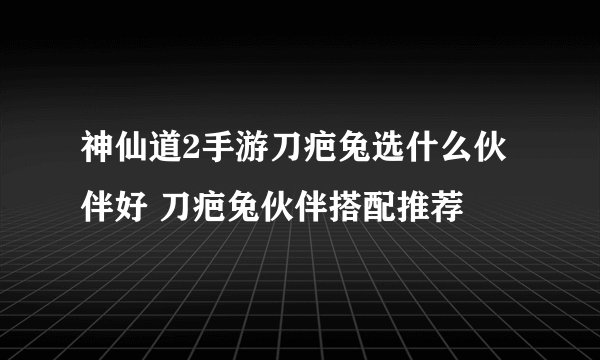 神仙道2手游刀疤兔选什么伙伴好 刀疤兔伙伴搭配推荐