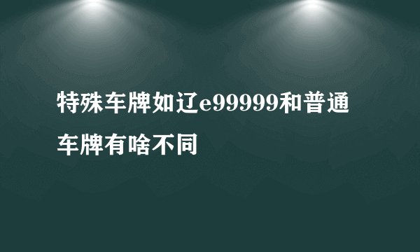 特殊车牌如辽e99999和普通车牌有啥不同