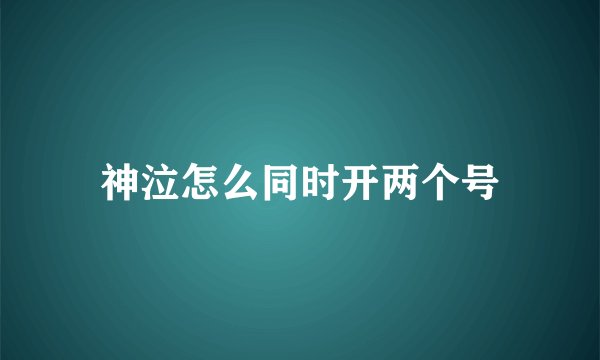 神泣怎么同时开两个号