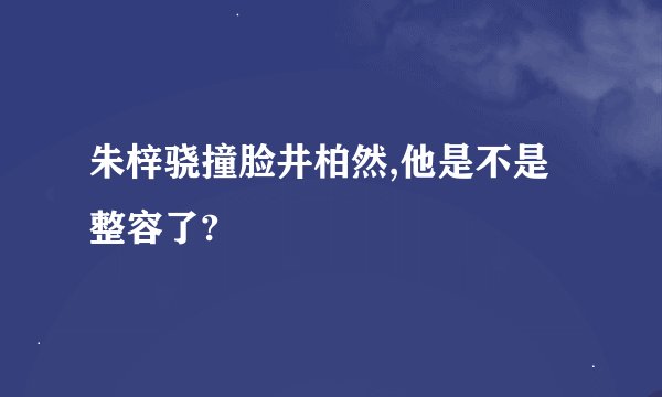 朱梓骁撞脸井柏然,他是不是整容了?