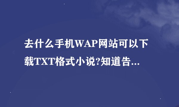 去什么手机WAP网站可以下载TXT格式小说?知道告诉几个非常感谢