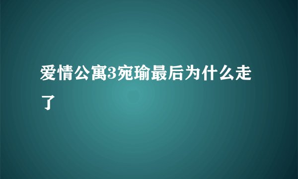 爱情公寓3宛瑜最后为什么走了