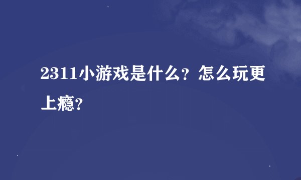 2311小游戏是什么？怎么玩更上瘾？