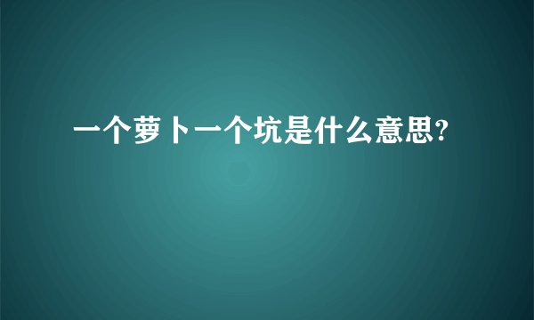 一个萝卜一个坑是什么意思?