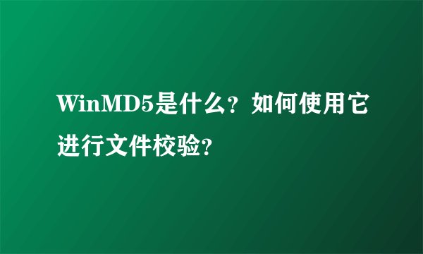 WinMD5是什么？如何使用它进行文件校验？