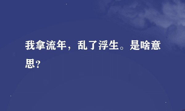 我拿流年，乱了浮生。是啥意思？