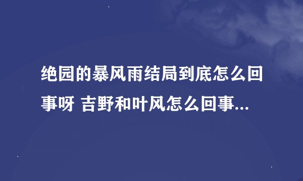 绝园的暴风雨结局到底怎么回事呀 吉野和叶风怎么回事呀 他们两个在一起了