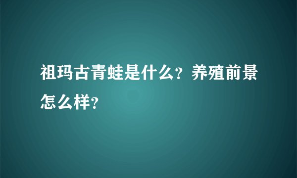 祖玛古青蛙是什么？养殖前景怎么样？