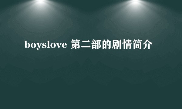 boyslove 第二部的剧情简介