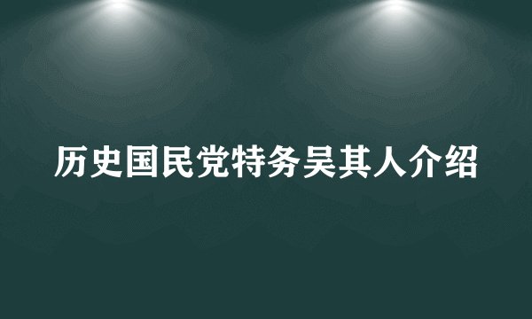 历史国民党特务吴其人介绍