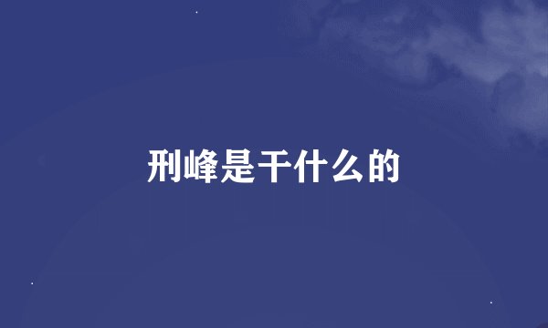 刑峰是干什么的