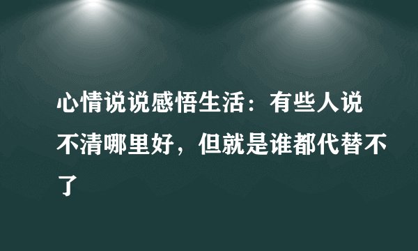 心情说说感悟生活：有些人说不清哪里好，但就是谁都代替不了