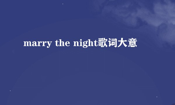 marry the night歌词大意
