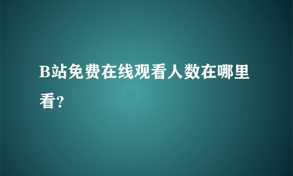 B站免费在线观看人数在哪里看？