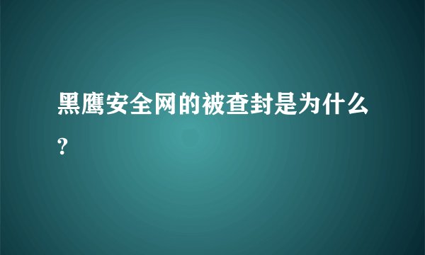 黑鹰安全网的被查封是为什么?