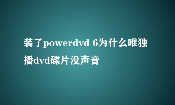 装了powerdvd 6为什么唯独播dvd碟片没声音