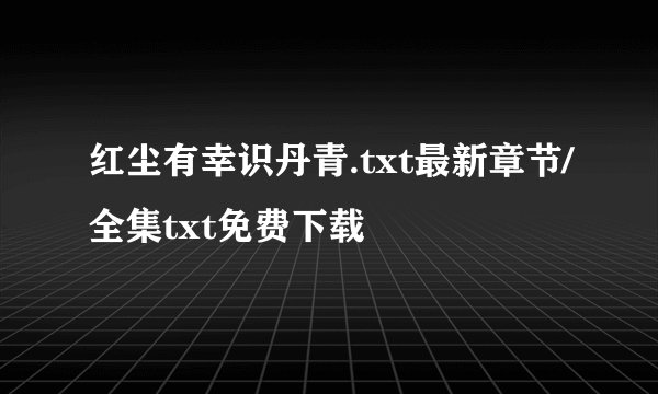 红尘有幸识丹青.txt最新章节/全集txt免费下载