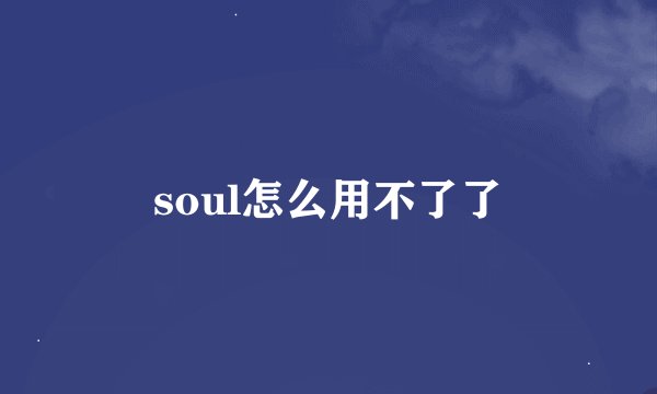 soul怎么用不了了