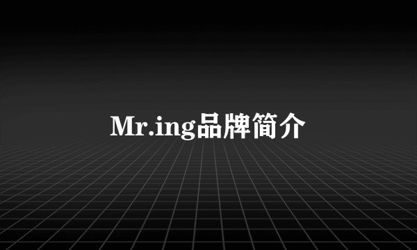 Mr.ing品牌简介